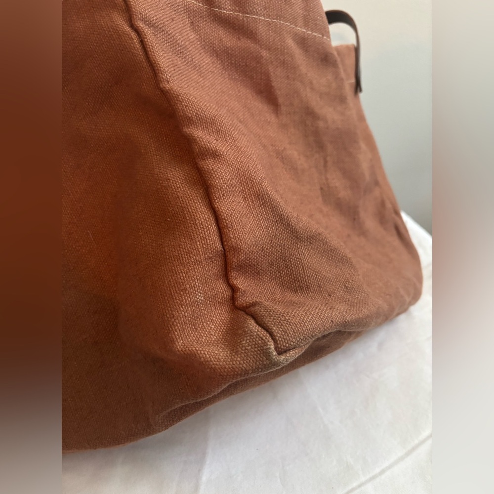 Tampico made in France cotton burlap leather tote bag - Picture 15 of 16